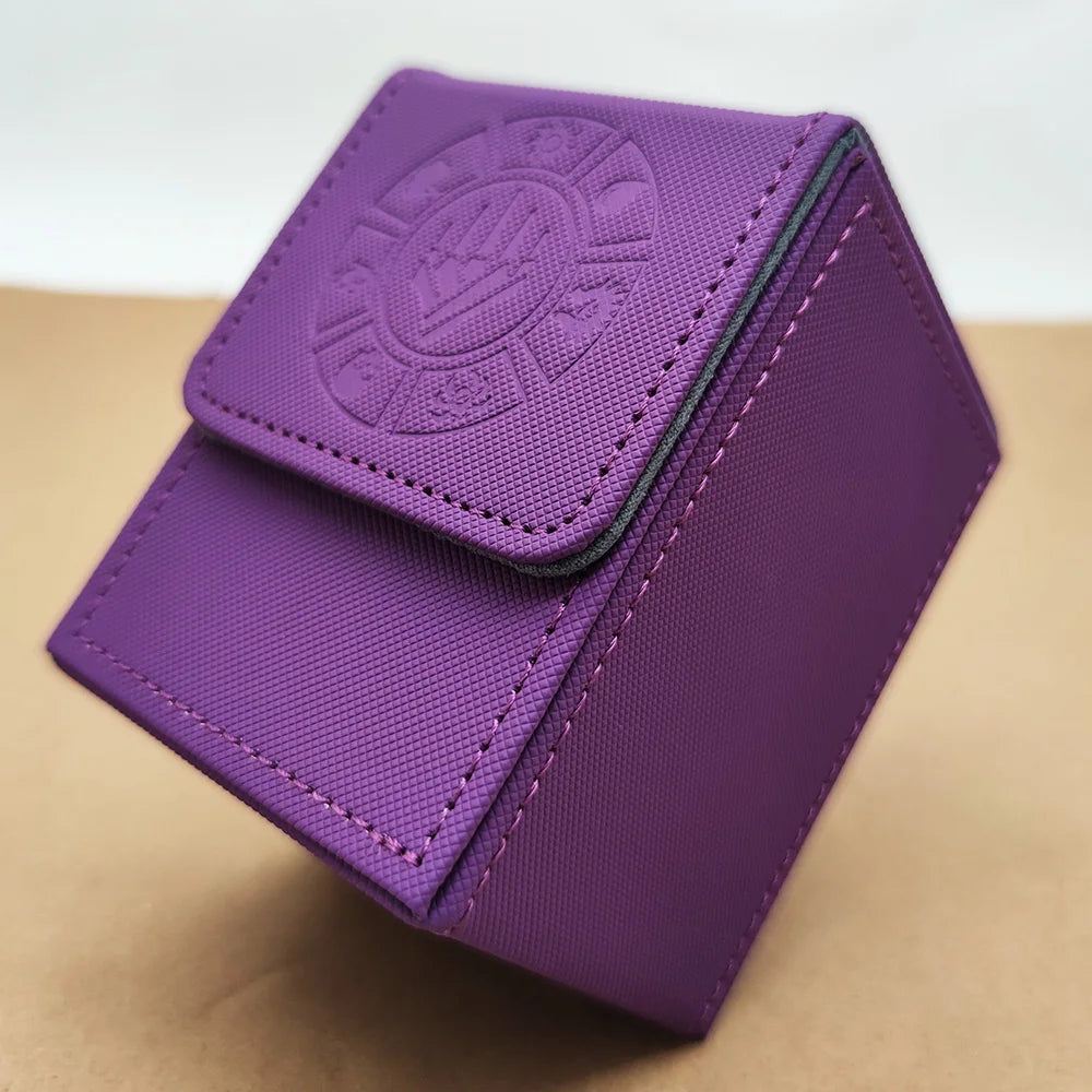 Trendy Print PU Leather Card Case  Game Card Organizer Desktop Card Storage Box Anti-lost Card Holder for Home & Travel