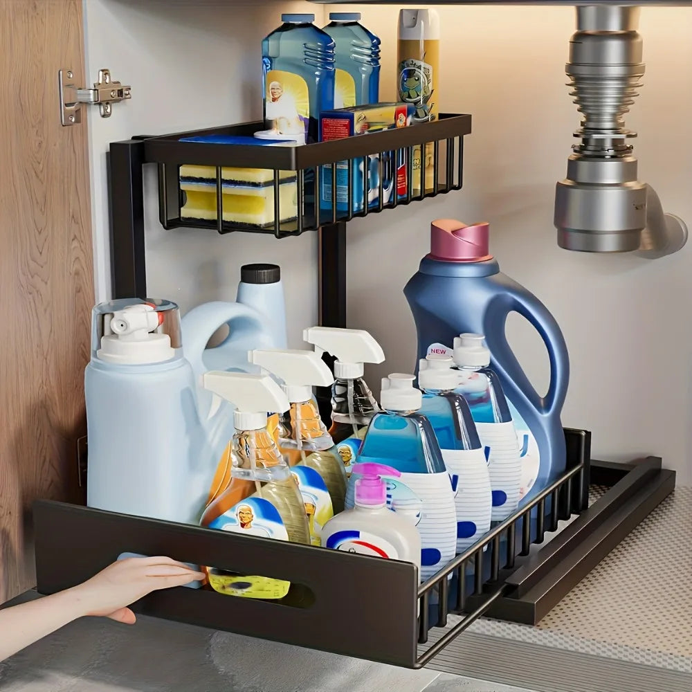Sliding cabinet organizer