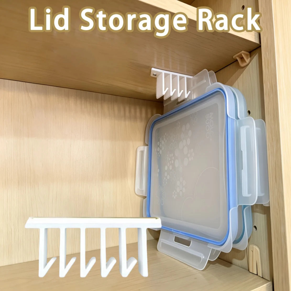 Lid organizer with 5 or 10 slots for a cabinet or wall
