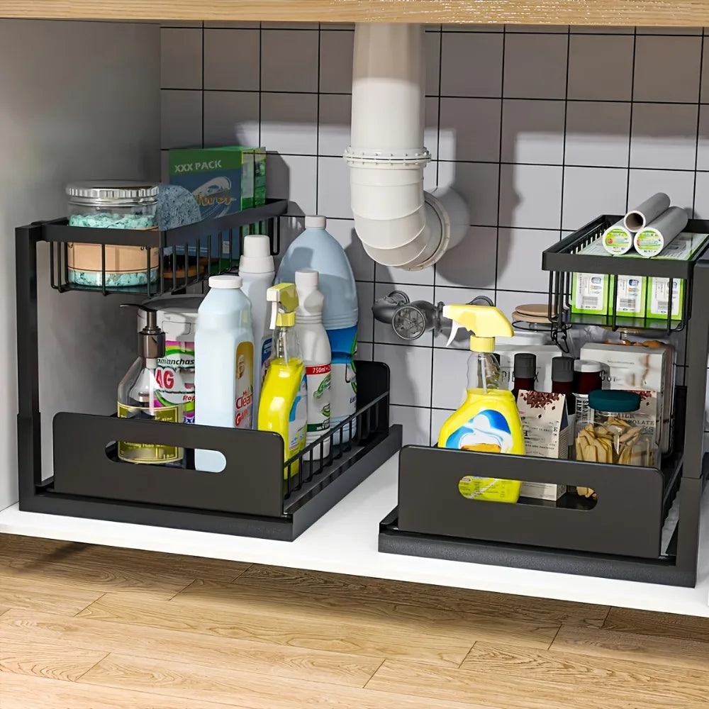 2-tier pull-out organizer shelf