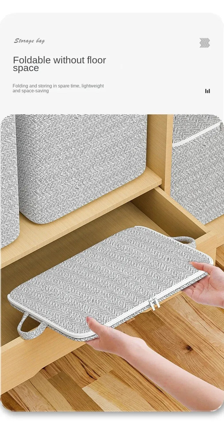 Cube-shaped non-woven storage bag with zipper