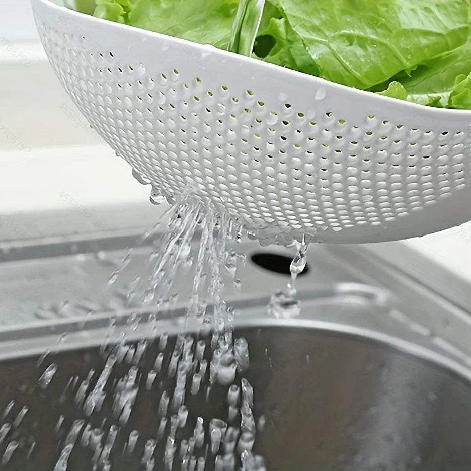 Plastic produce washing and draining basket