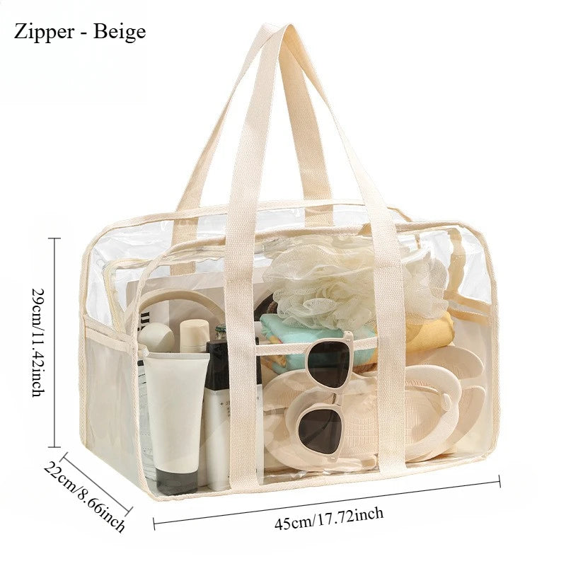 Transparent storage bag with button or zipper closure