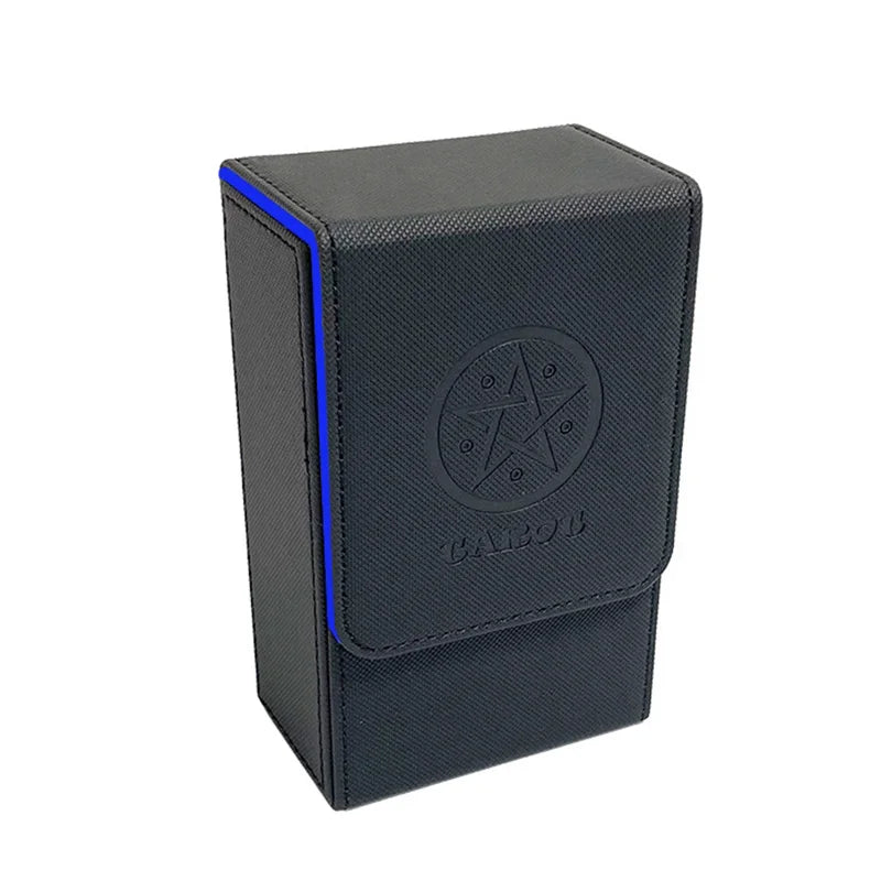 Black and blue PU leather card storage box