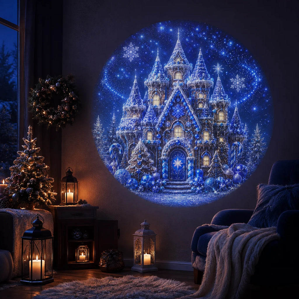 Christmas-themed LED projection on the ceiling