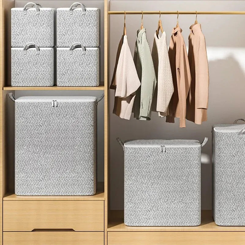 Cube-shaped non-woven storage bag with zipper