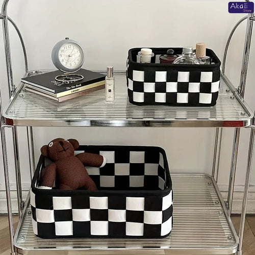 Checkered storage basket