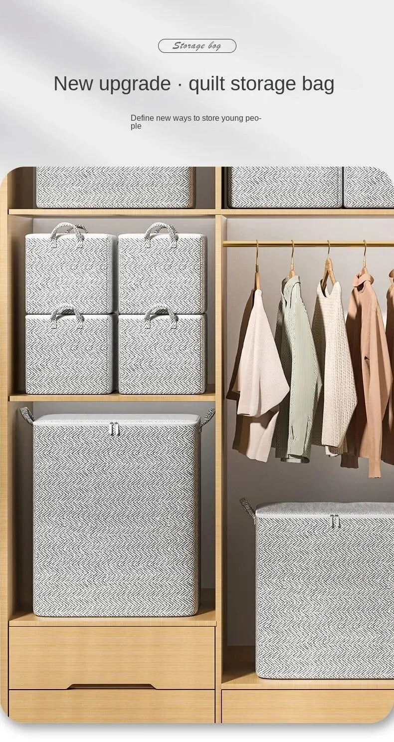 Zippered fabric storage bag for bedding and clothes