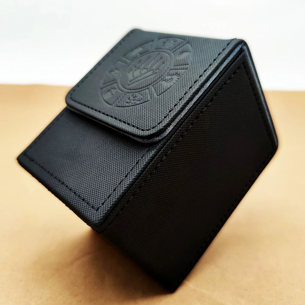 Trendy Print PU Leather Card Case  Game Card Organizer Desktop Card Storage Box Anti-lost Card Holder for Home & Travel