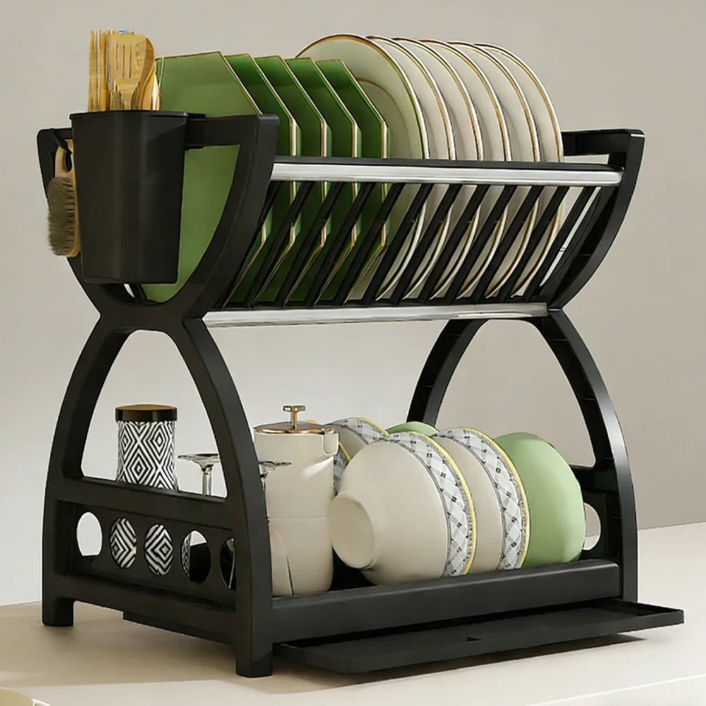 Black dish and bowl rack