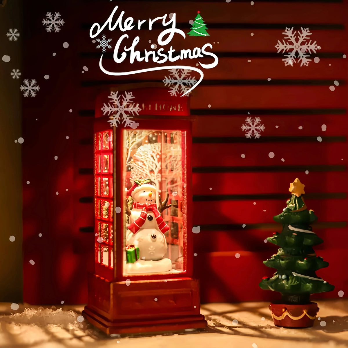 Retro telephone booth holiday decoration – as vintage holiday decor
