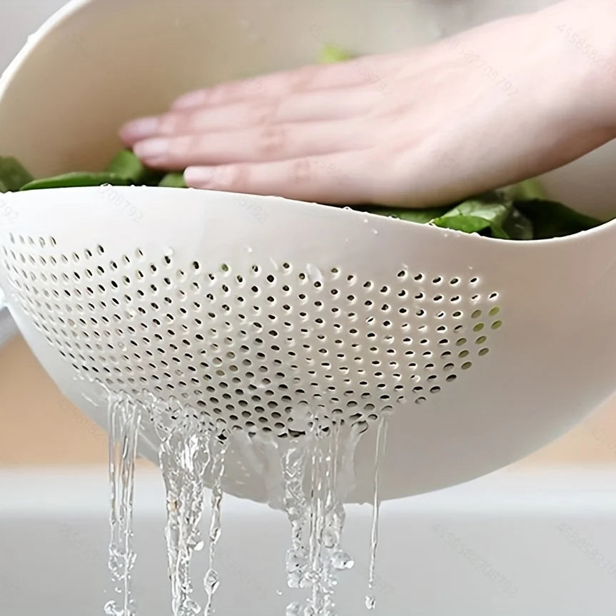 Rice rinsing bowl with side drainage holes