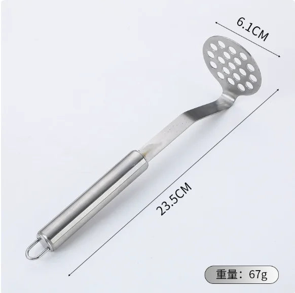 Stainless Steel Potato Masher Manual Fruit Vegetable Pressure Mud Machine Kitchen Children Food Crusher Complementary Gadget