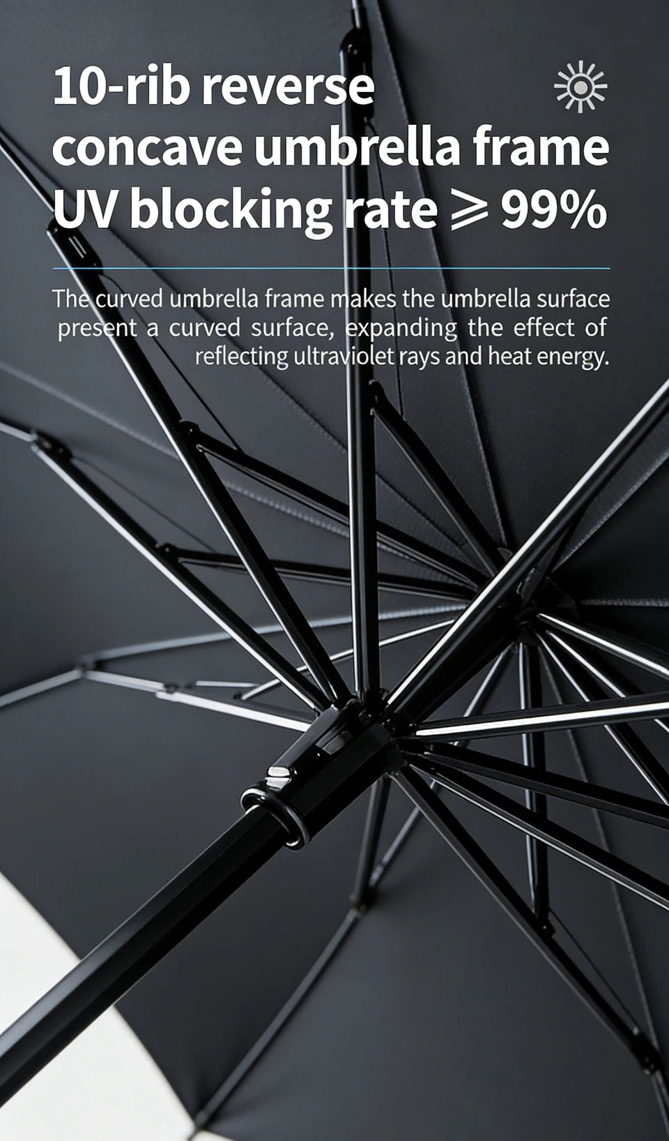 Foldable umbrella-style car windshield sunshade – in small or large