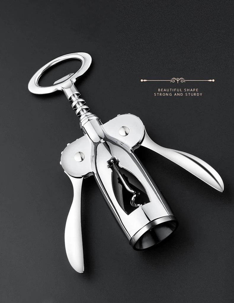 Manual stainless steel wine corkscrew – no batteries needed