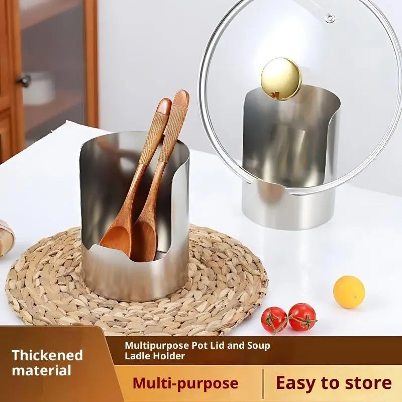 2-in-1 stainless steel pot lid and utensil holder