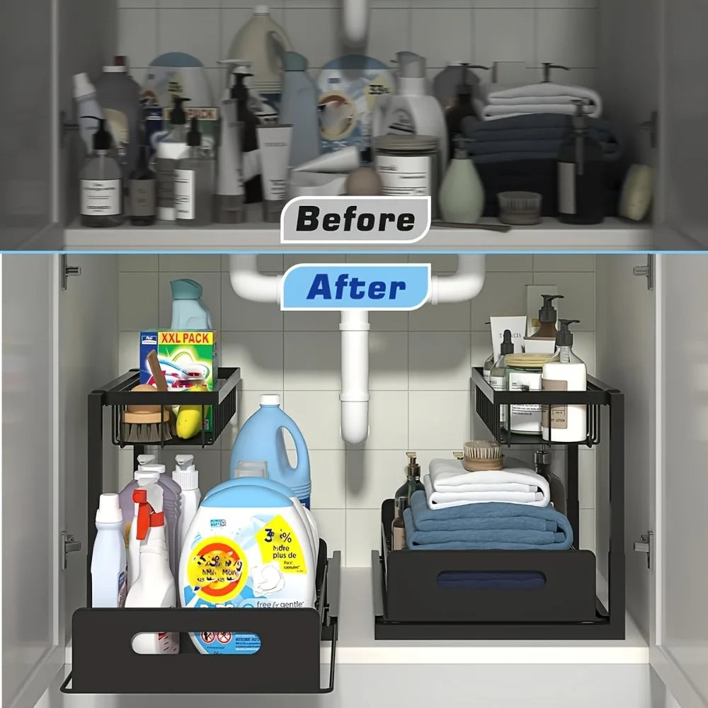 2-tier pull-out organizer shelf – for under the sink