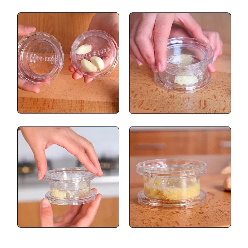 Hand-held garlic crusher