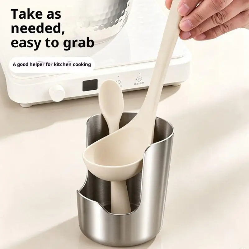 Countertop utensil holder with pot lid rest