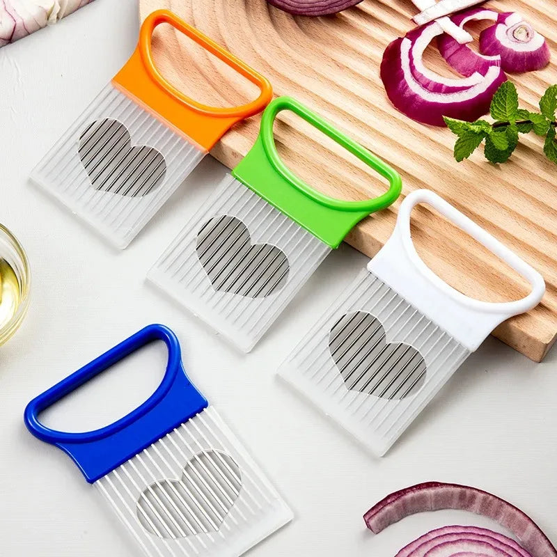 Stainless steel onion and tomato cutter holder