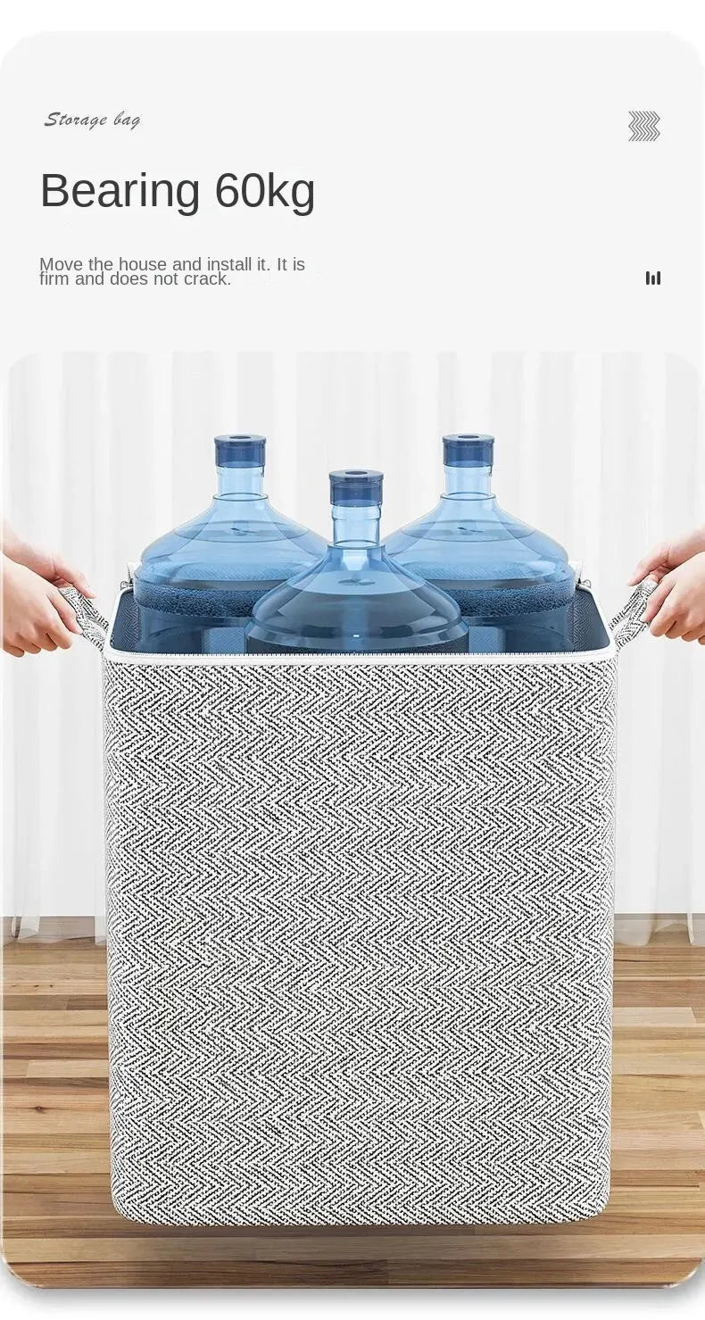 Zippered fabric storage bag for bedding and clothes