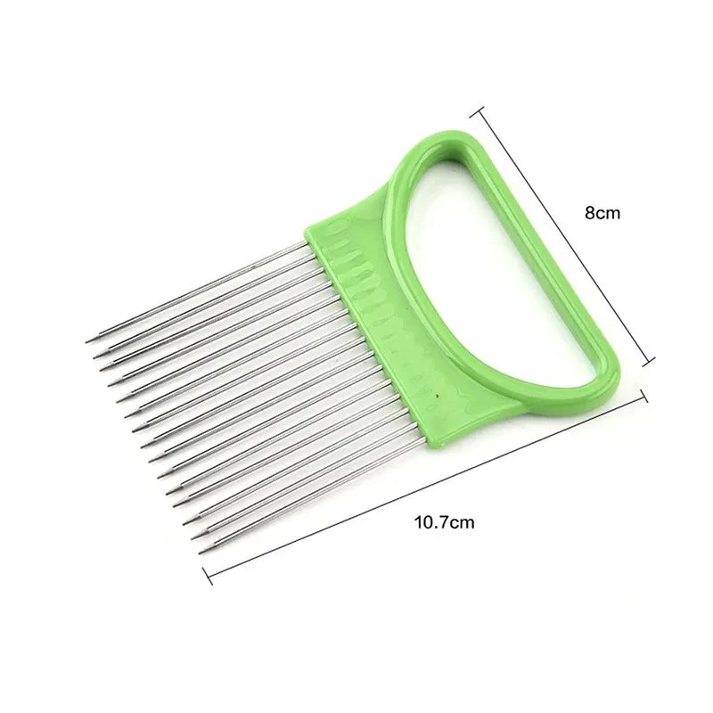 Stainless steel onion and tomato cutter holder