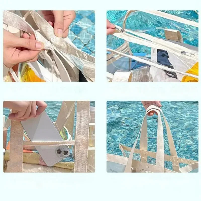 Transparent storage bag with button or zipper closure