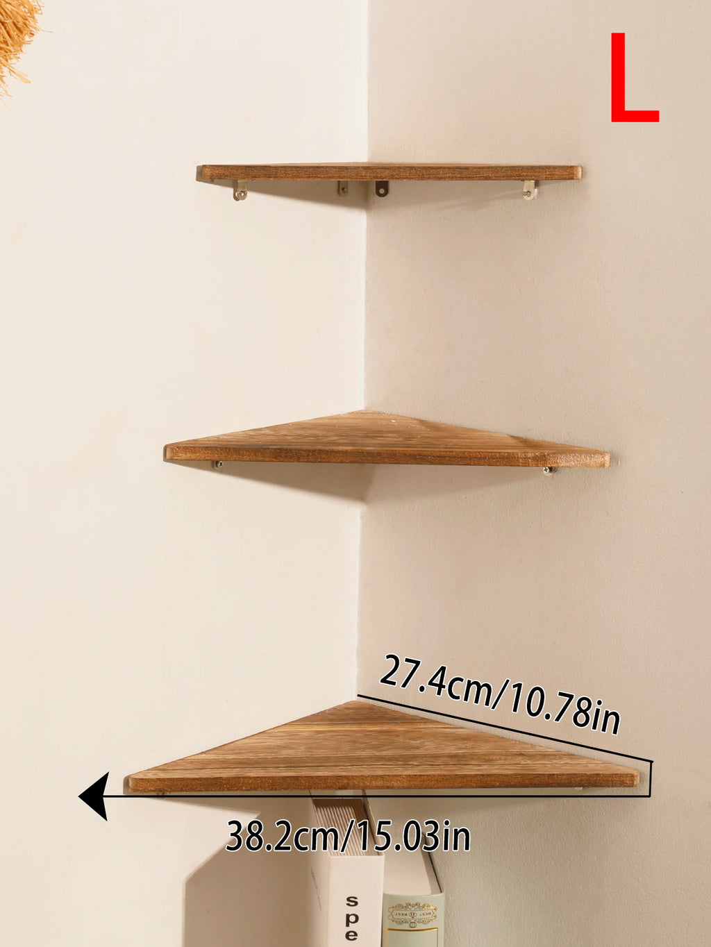 Corner floating wooden shelves wall mounted storage rack