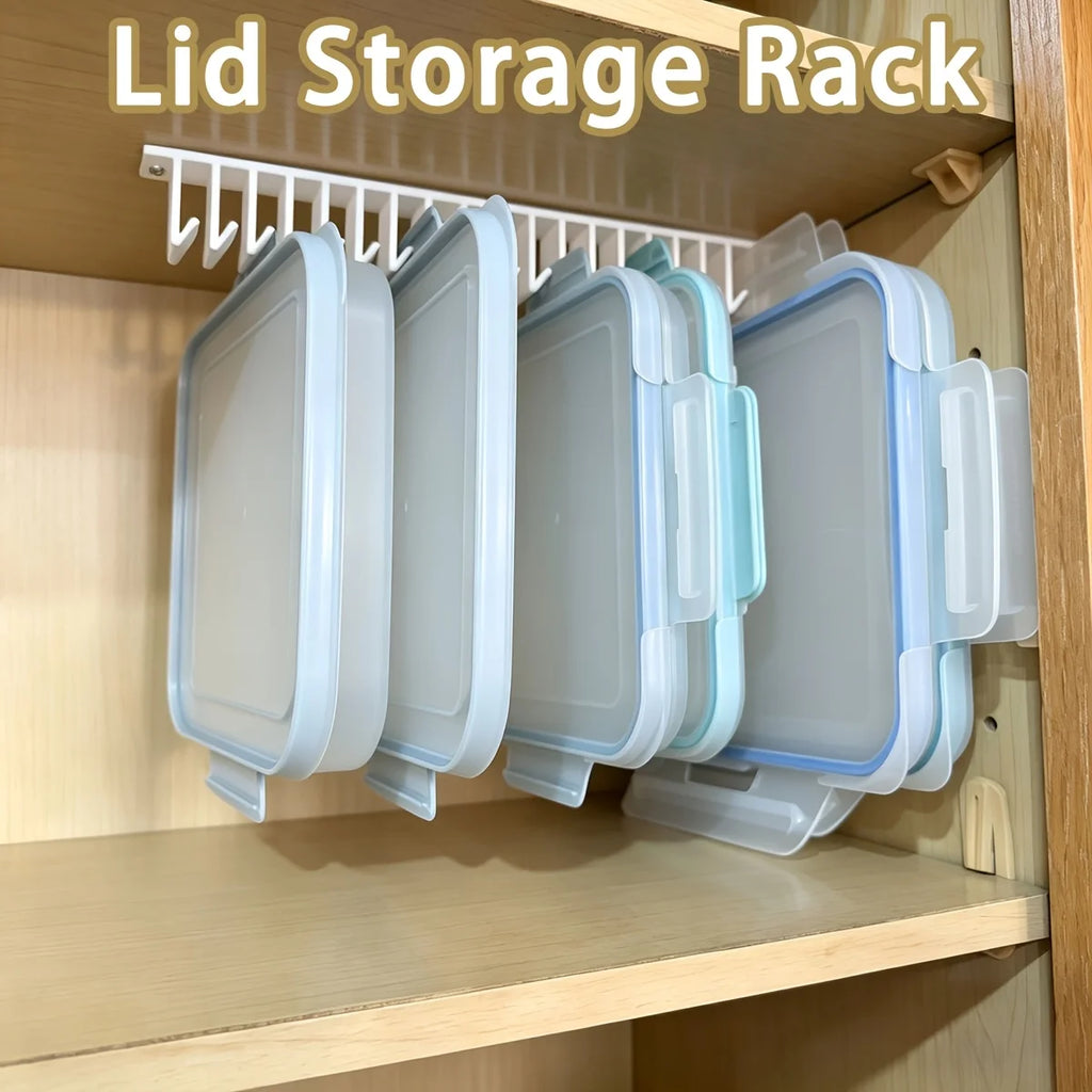 Rack that stands food-storage container lids upright