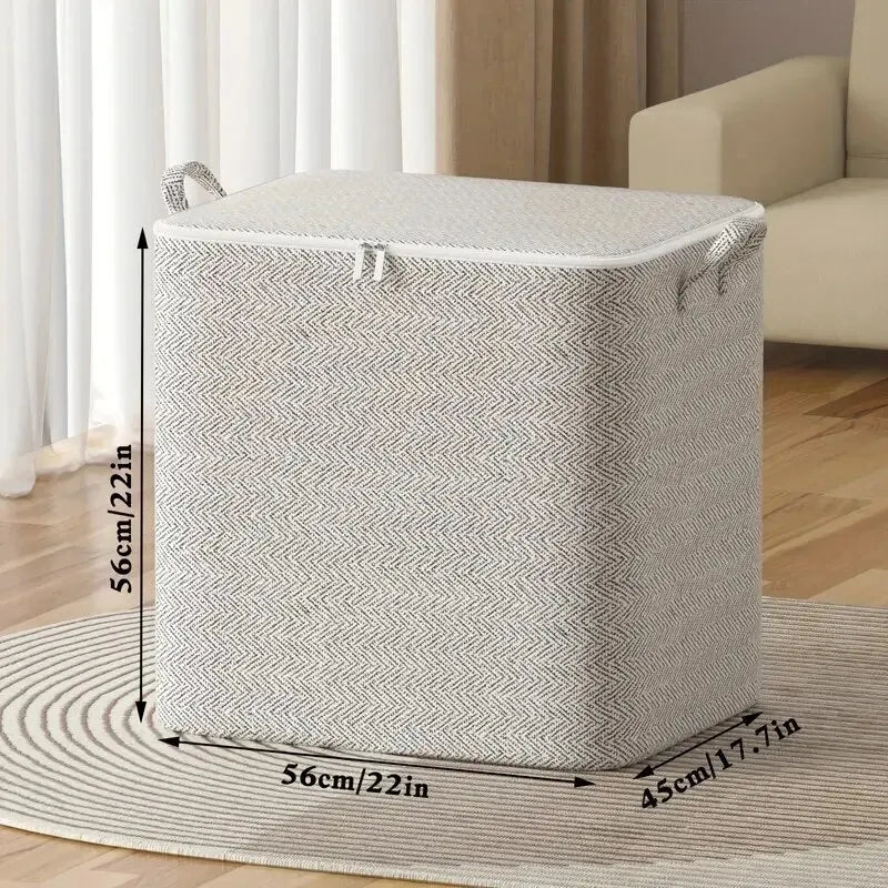 Cube-shaped non-woven storage bag with zipper