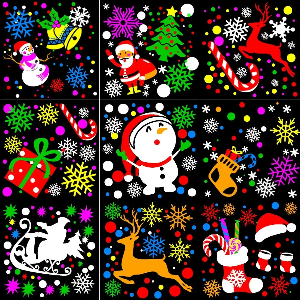 Rotating Christmas pattern projector – with snowflakes, Santa and reindeer
