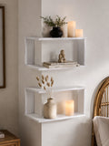 Corner floating wooden shelves wall mounted storage rack