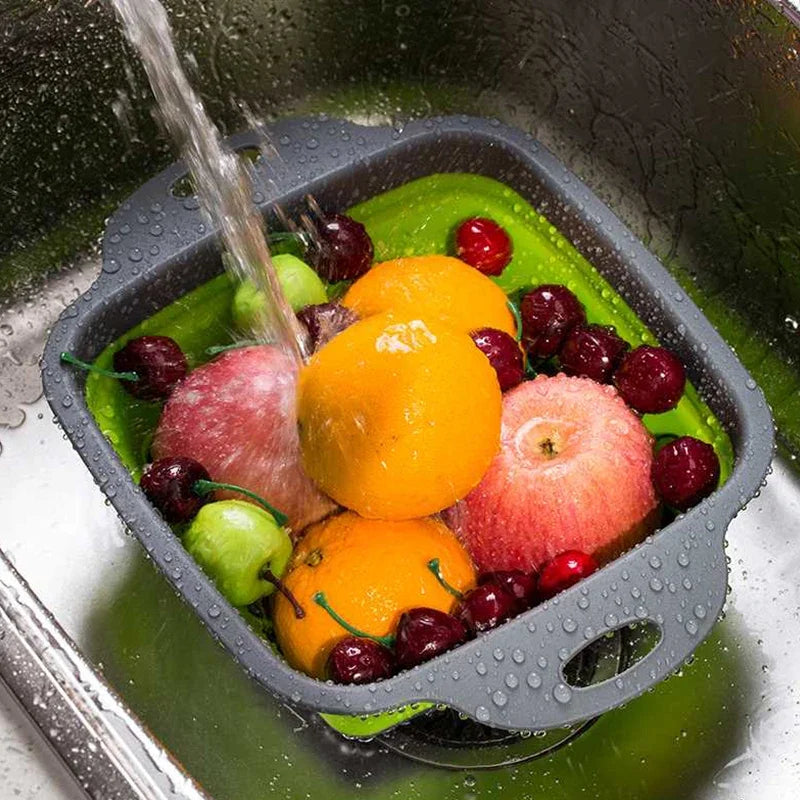Foldable vegetable washing basket colander