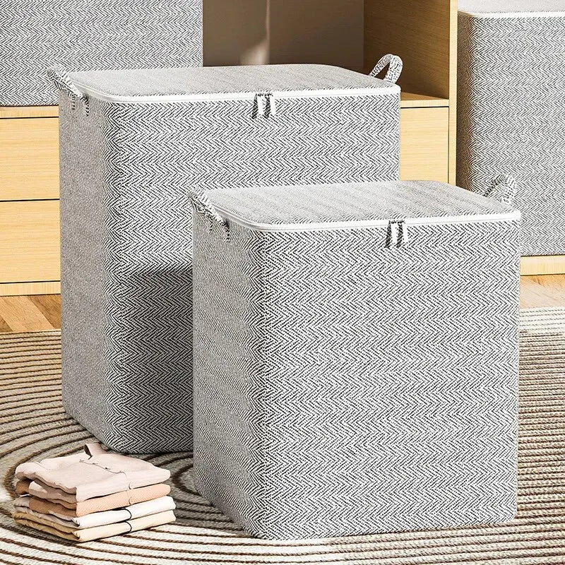 Zippered fabric storage bag for bedding and clothes