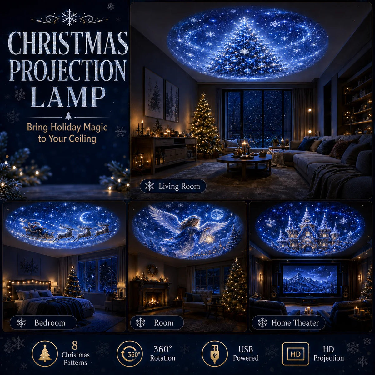Christmas decoration projector light for indoor use