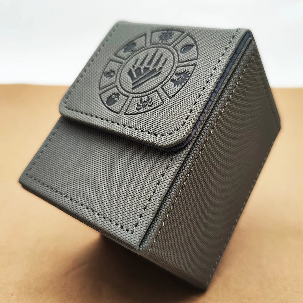 Trendy Print PU Leather Card Case  Game Card Organizer Desktop Card Storage Box Anti-lost Card Holder for Home & Travel