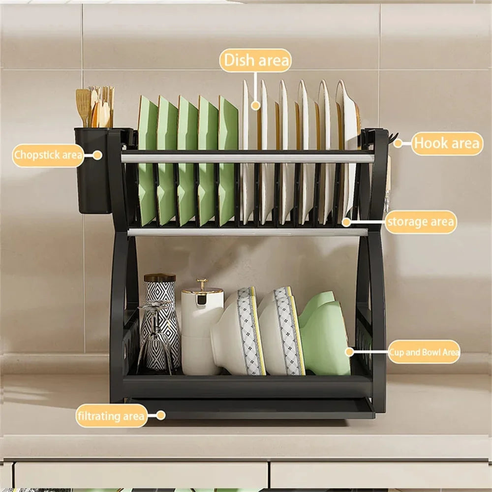 Black dish and bowl rack – with chopstick holder