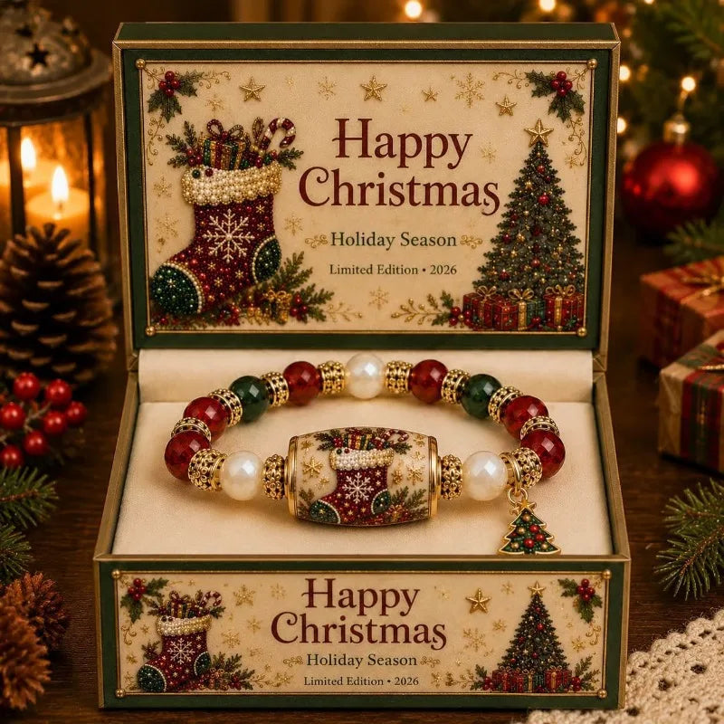 Festive beaded bracelet with Christmas charm – as a stocking stuffer