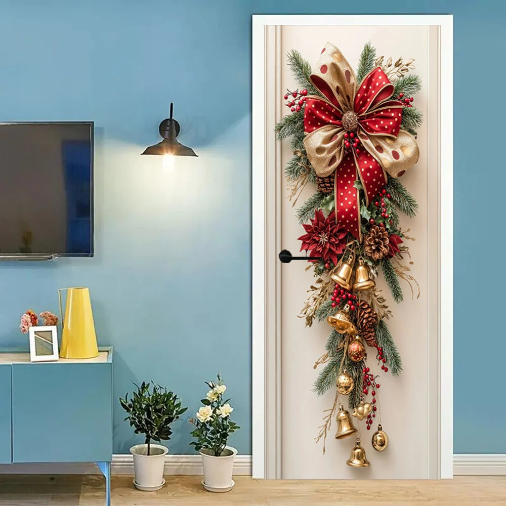 Festive red bell Christmas wall tapestry