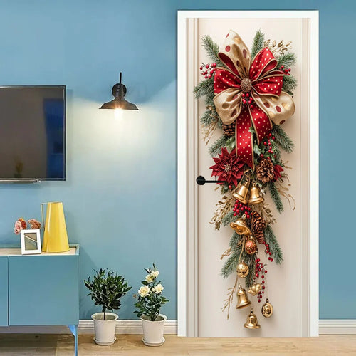 Festive red bell Christmas wall tapestry